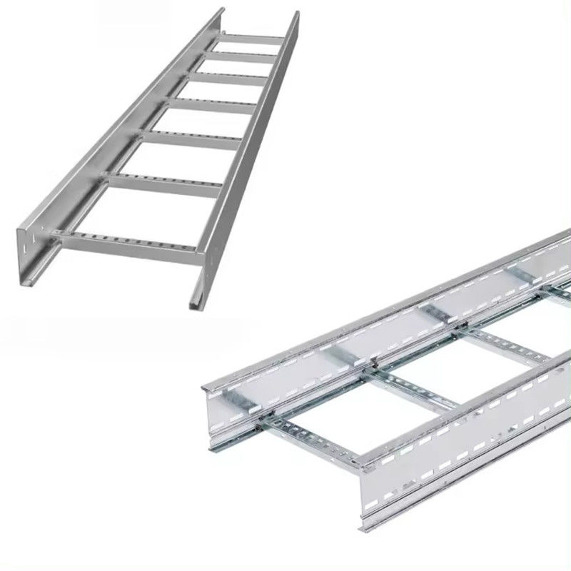 Galvanized Steel Ladder Type Cable Tray Perak dinding dipasang Instalasi tahan korosi