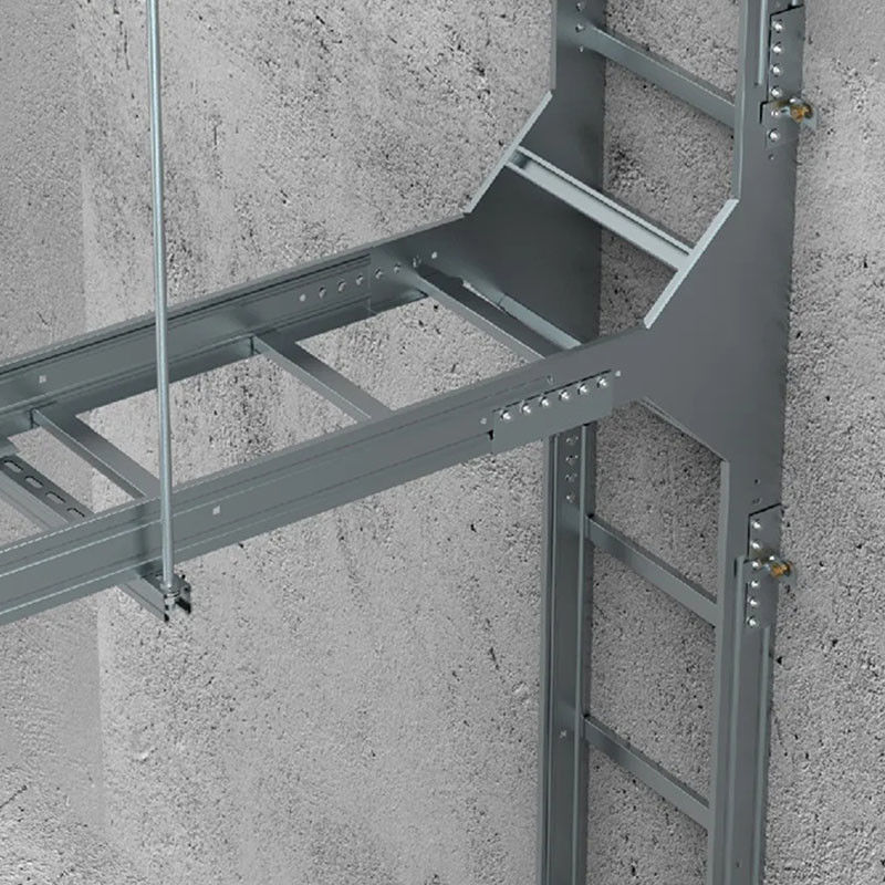 Silver Ladder Type Cable Tray Bends Tees Cross untuk tahan korosi dan tahan api