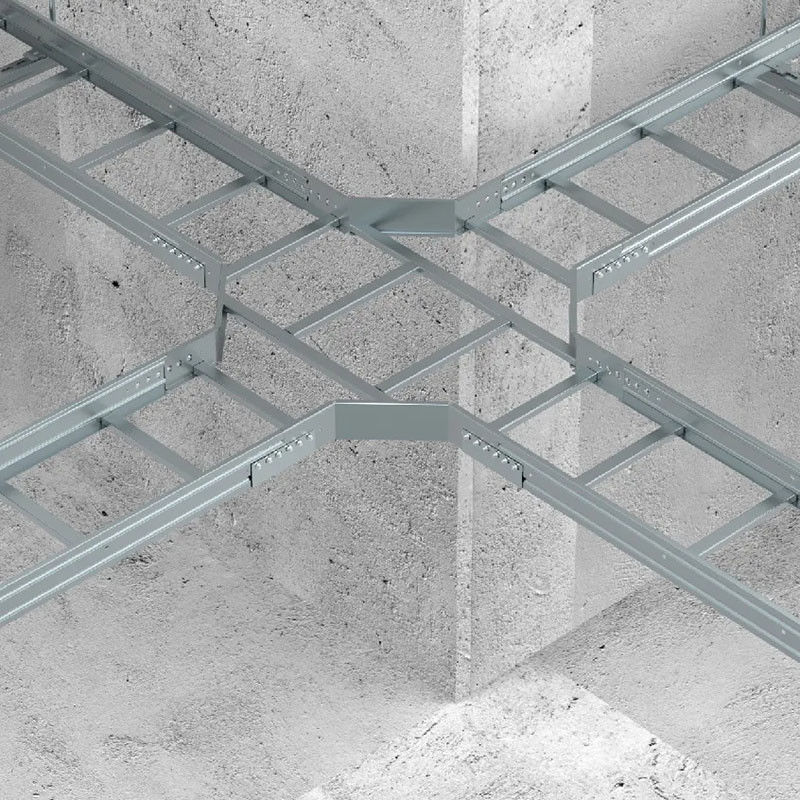 Silver Ladder Type Cable Tray Bends Tees Cross untuk tahan korosi dan tahan api