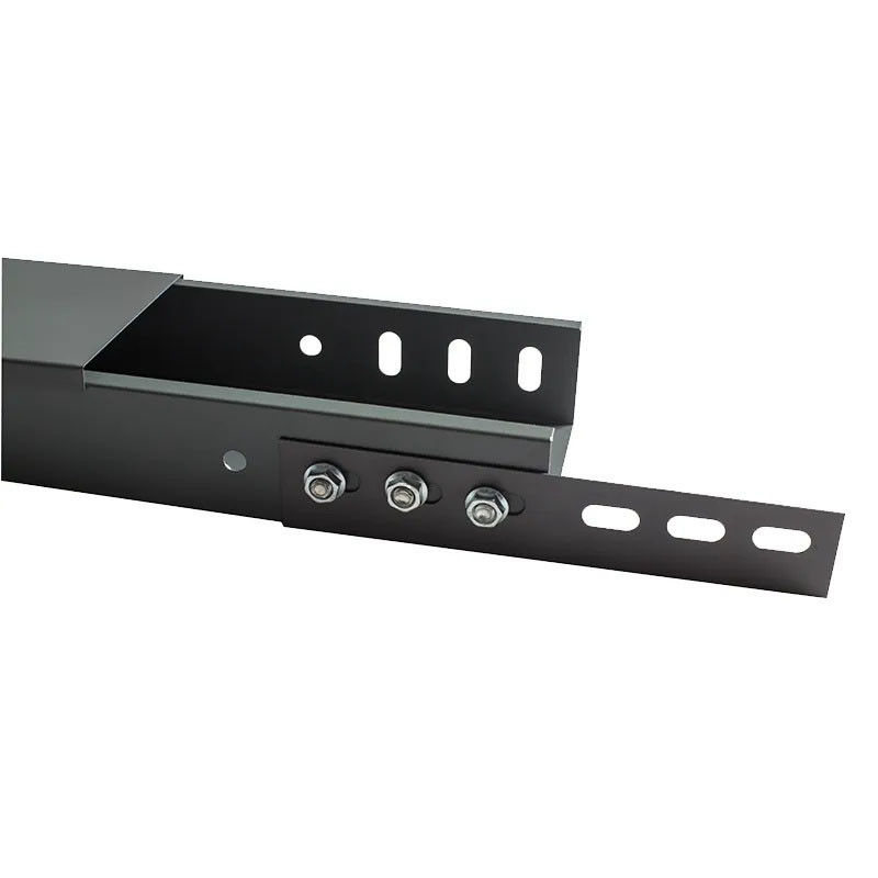 Extruded Silver Floor Mounted Cable Tray untuk Instalasi Custom Solid Bottom Perforated Cable Tray