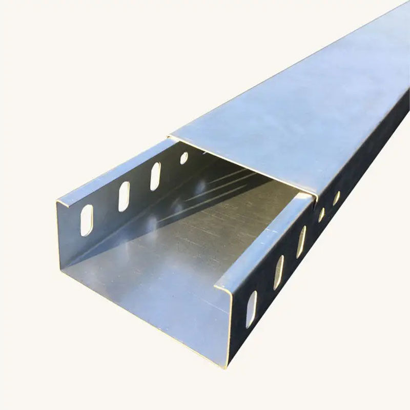 Extruded Silver Floor Mounted Cable Tray untuk Instalasi Custom Solid Bottom Perforated Cable Tray